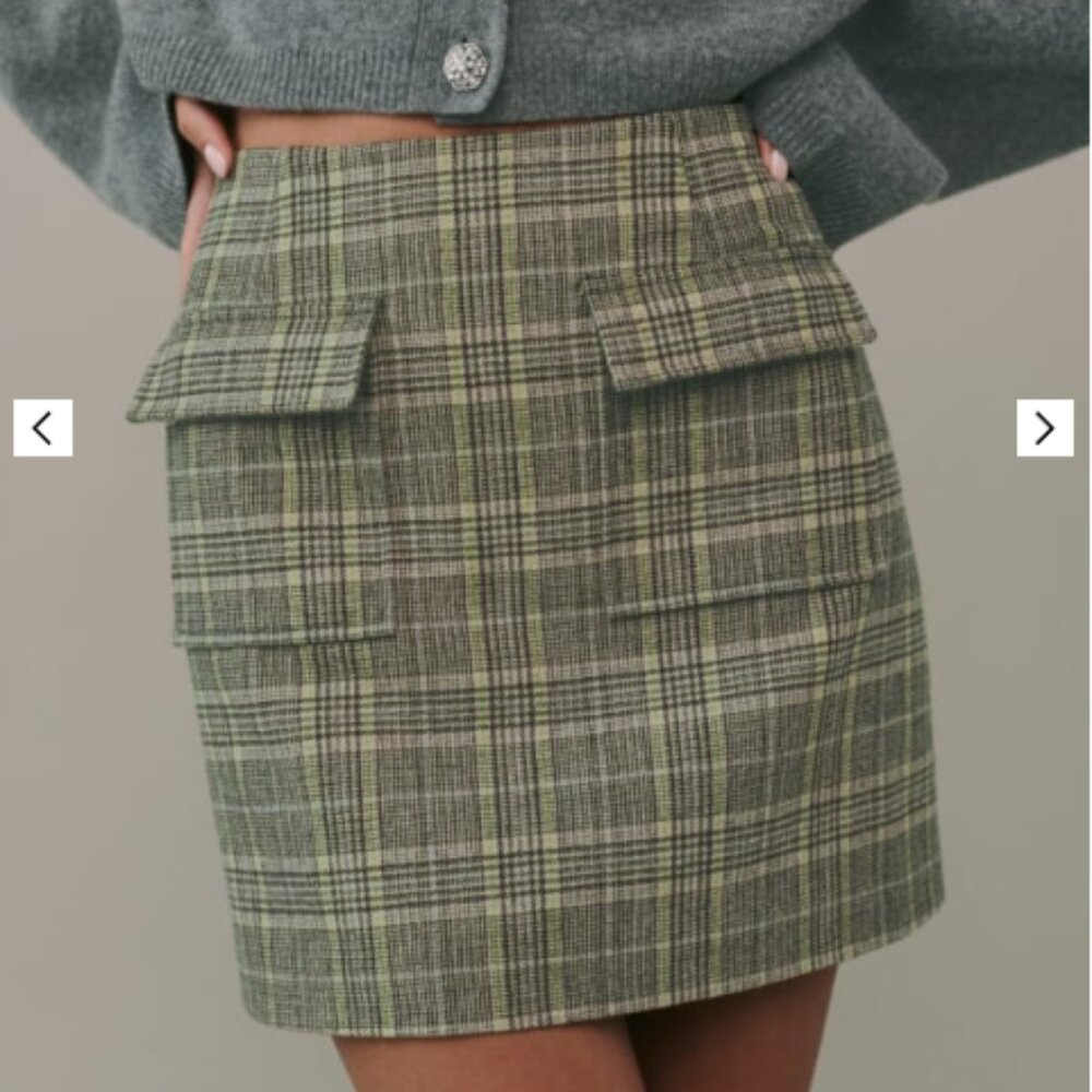 Reformation Janis Skirt Green/Black Plaid - brand new, never worn